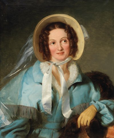 Portret van een dame met hoed door Alexander Clarot